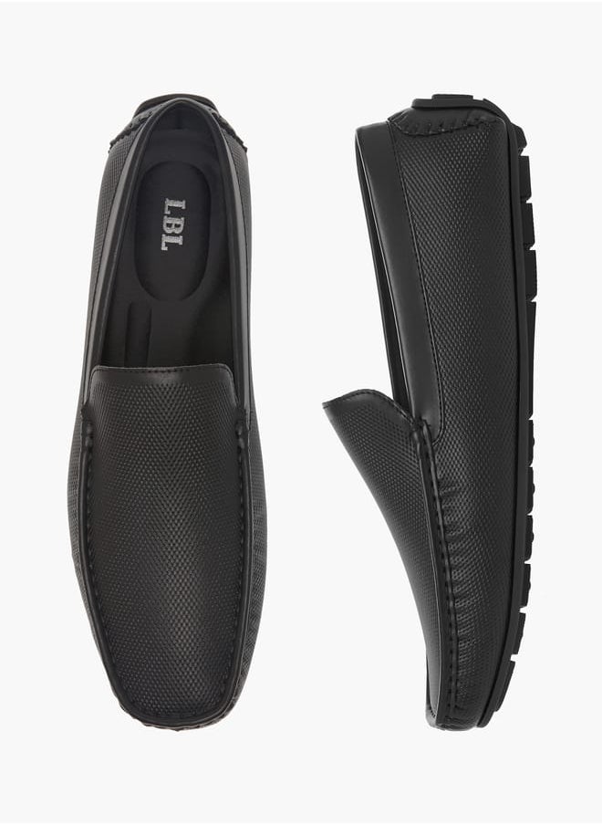 Men Textured Slip-On Loafers