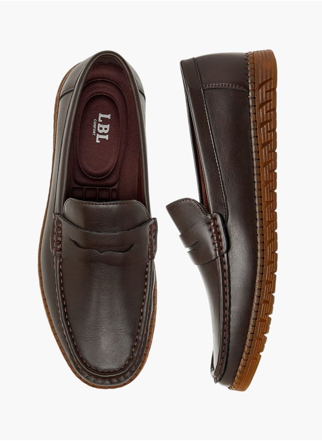 Men's Textured Slip-On Loafers with Cutout Detail