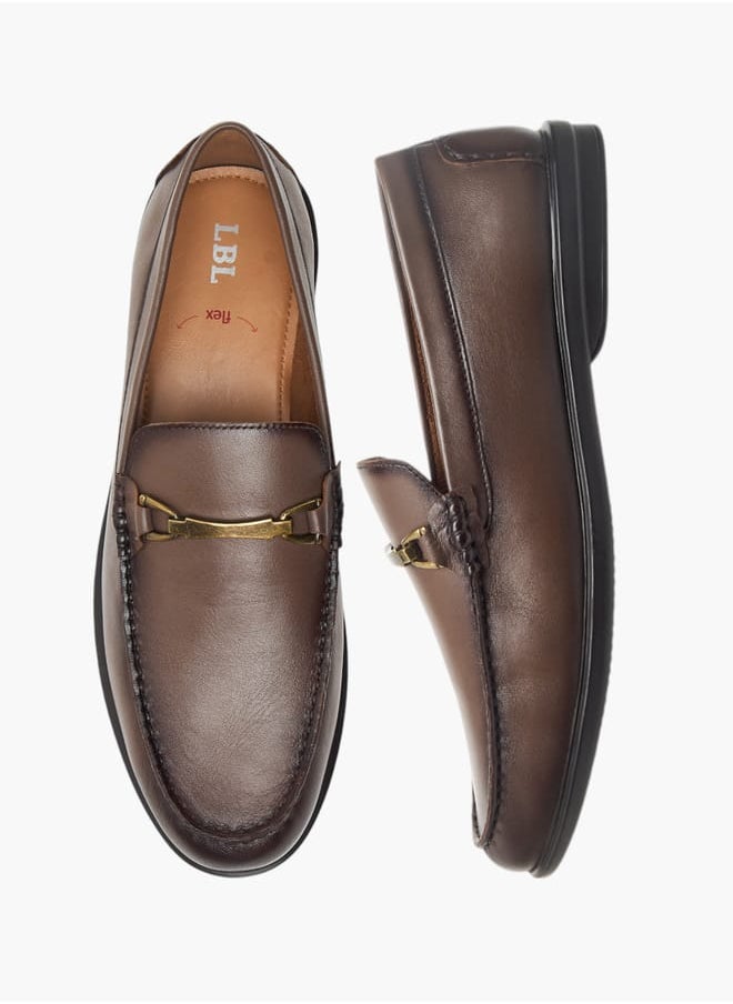 Men's Solid Slip-On Loafers with Metal Accent