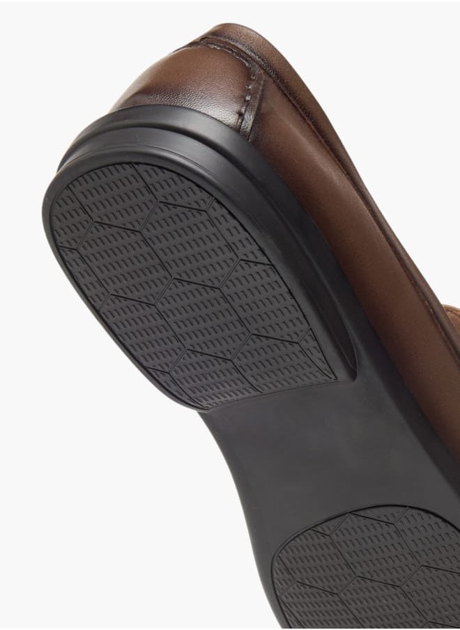 Men's Solid Slip-On Loafers with Metal Accent