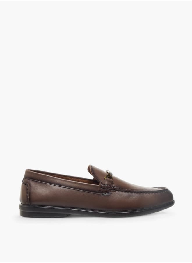 Men's Solid Slip-On Loafers with Metal Accent