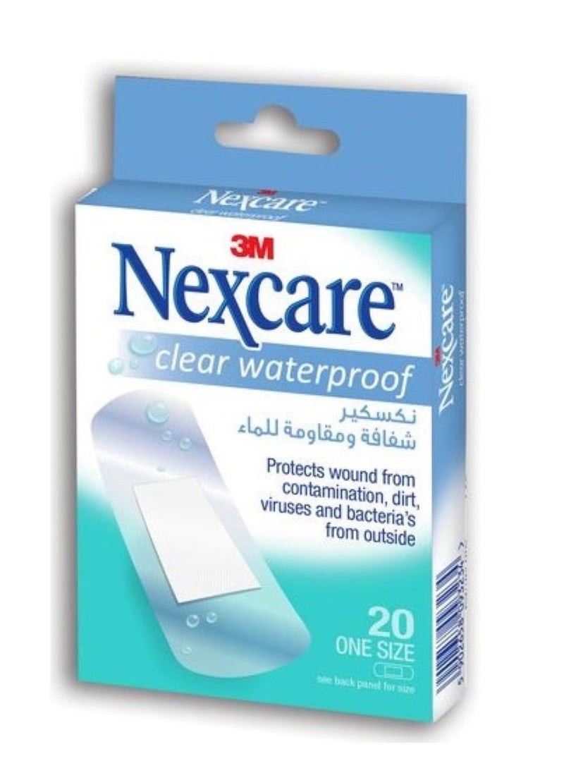 3M Nexcare Clear Waterproof Bandages – One Size – 20 Bandages