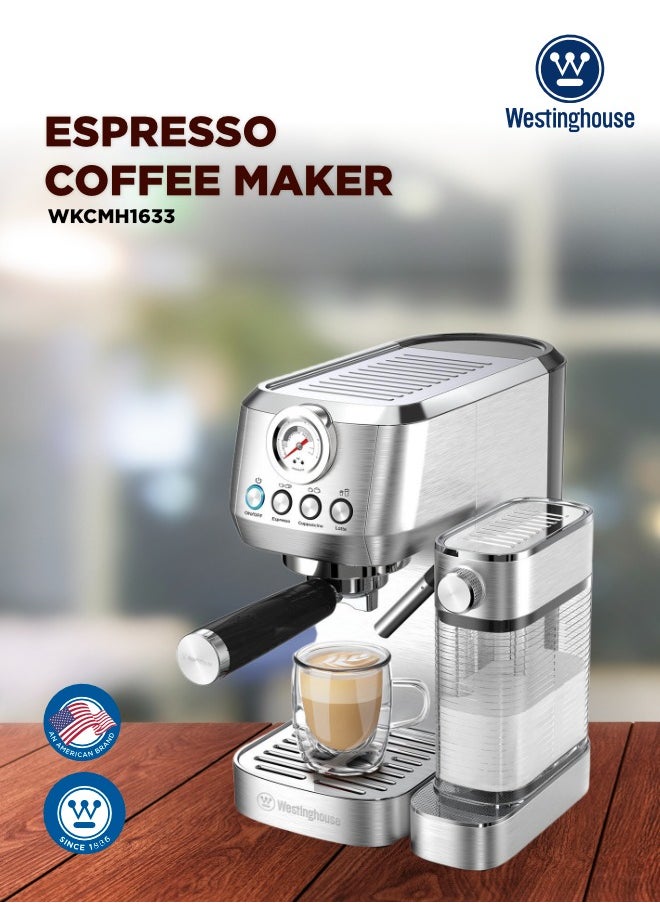 Coffee Machine Espresso Coffee Maker – 20-Bar Pressure, Integrated Milk Frother, 700ml Milk Tank, Stainless Steel Design