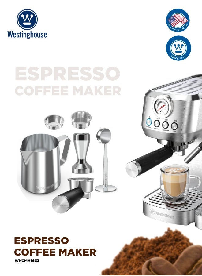 Coffee Machine Espresso Coffee Maker – 20-Bar Pressure, Integrated Milk Frother, 700ml Milk Tank, Stainless Steel Design