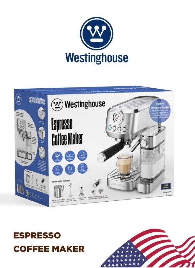Coffee Machine Espresso Coffee Maker – 20-Bar Pressure, Integrated Milk Frother, 700ml Milk Tank, Stainless Steel Design