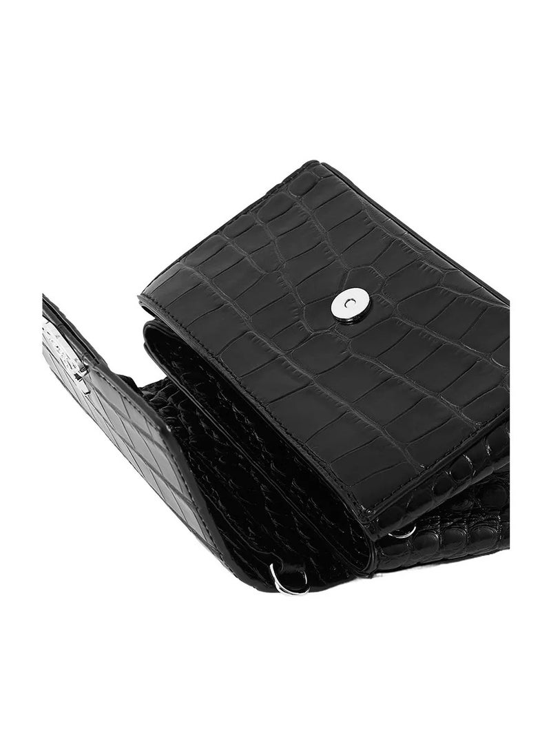 Alligator embossed calf-skin underarm Bag Baguette Bag Shoulder tote small women's black