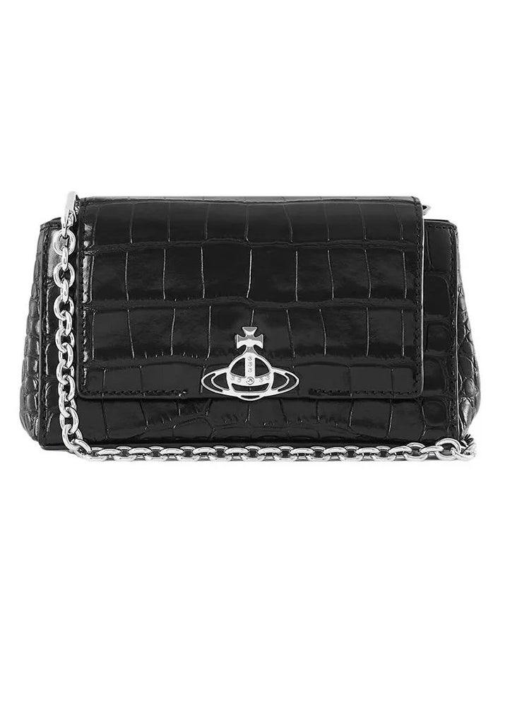 Alligator embossed calf-skin underarm Bag Baguette Bag Shoulder tote small women's black