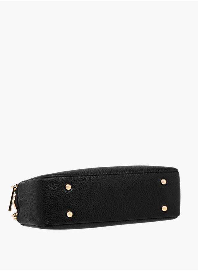 Women Textured Crossbody Bag with Chain Strap and Zip Closure