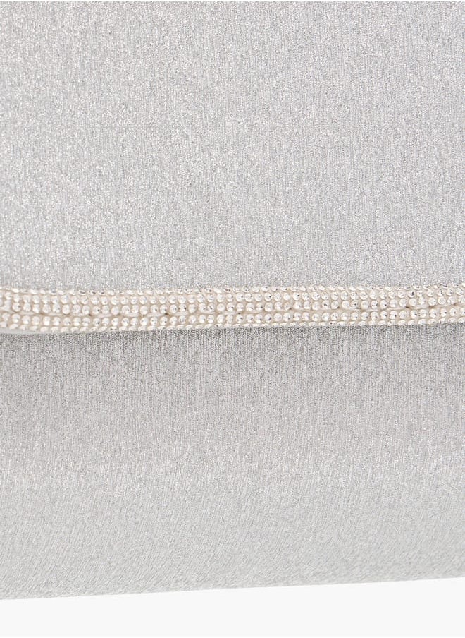 Women Embellished Crossbody Bag with Detachable Chain Strap and Flap Closure
