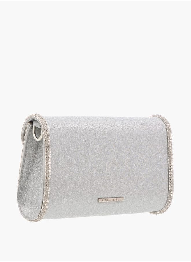 Women Embellished Crossbody Bag with Detachable Chain Strap and Flap Closure