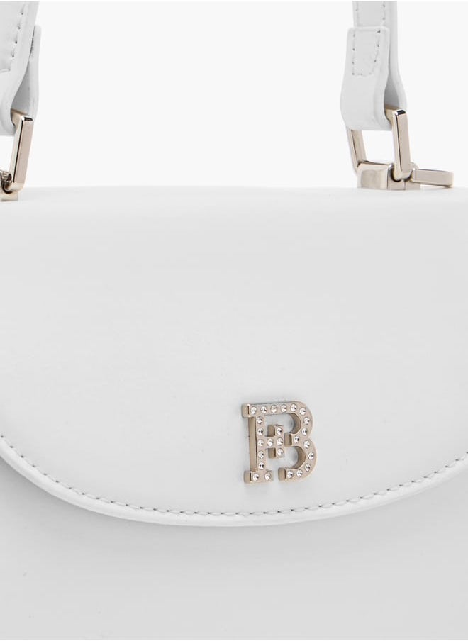 Women Textured Satchel Bag with Button Closure and Adjustable Strap Ramadan Collection