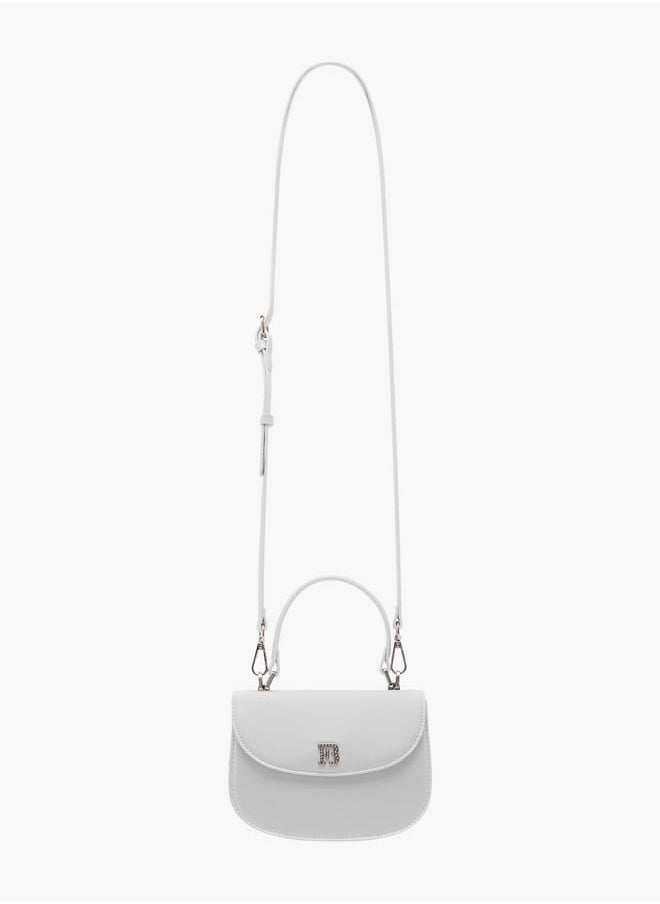 Women Textured Satchel Bag with Button Closure and Adjustable Strap Ramadan Collection