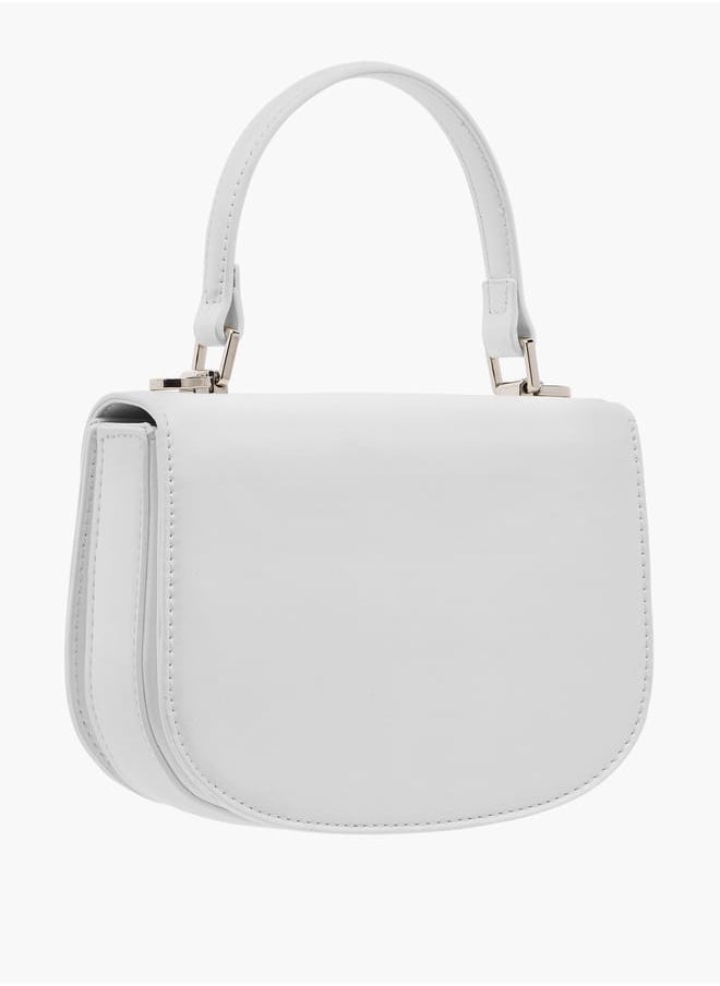 Women Textured Satchel Bag with Button Closure and Adjustable Strap Ramadan Collection