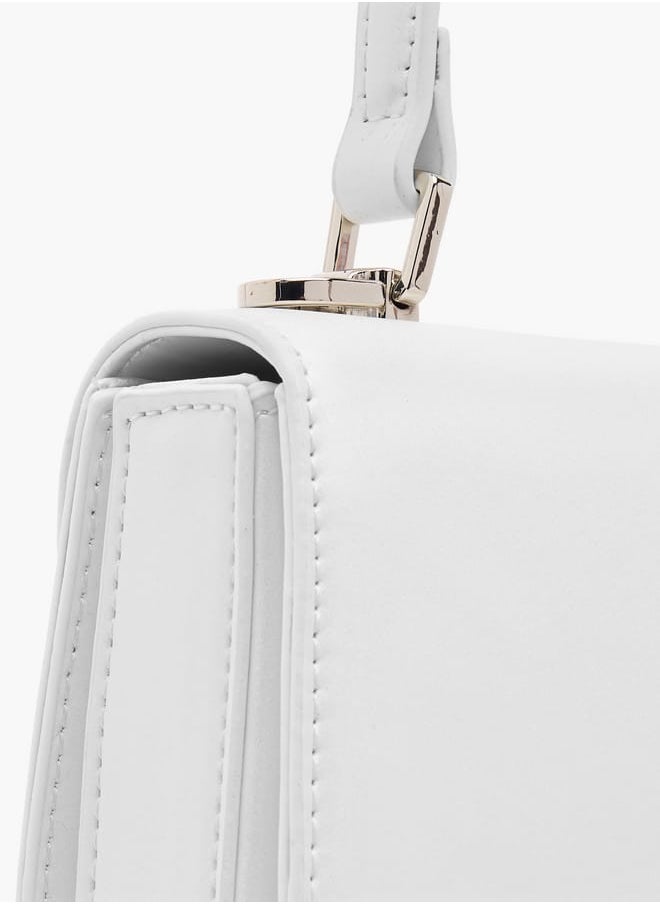 Women Textured Satchel Bag with Button Closure and Adjustable Strap Ramadan Collection