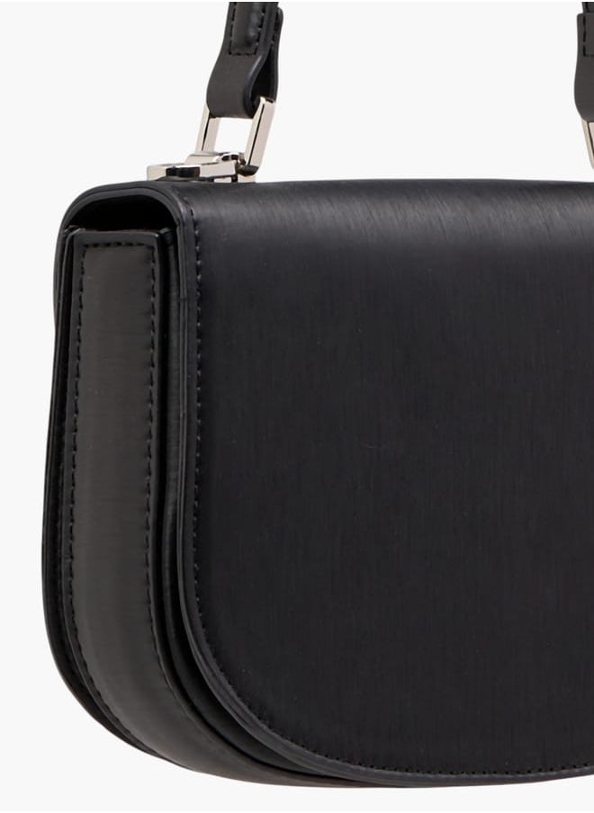 Women Textured Satchel Bag with Button Closure and Adjustable Strap Ramadan Collection