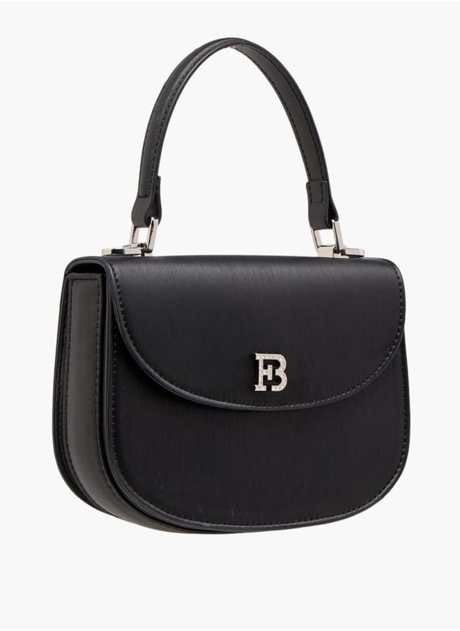 Women Textured Satchel Bag with Button Closure and Adjustable Strap Ramadan Collection