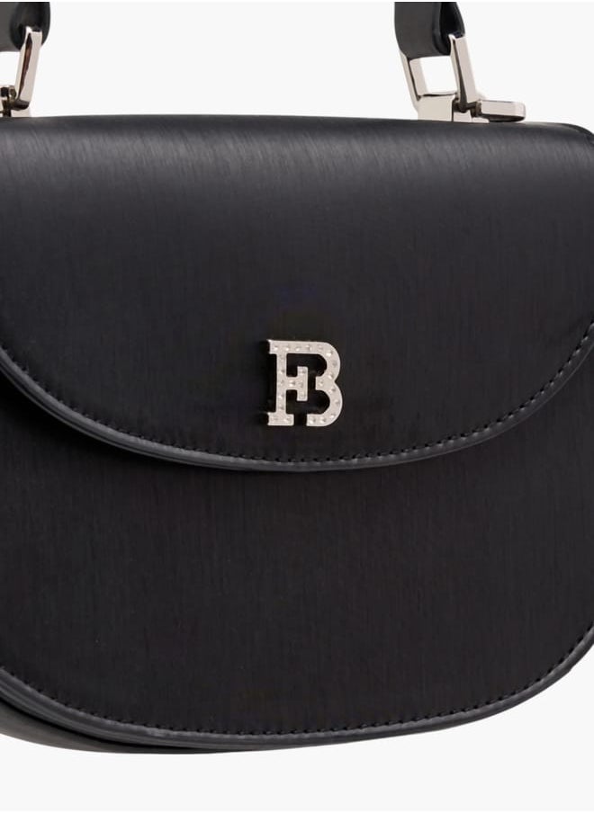 Women Textured Satchel Bag with Button Closure and Adjustable Strap Ramadan Collection