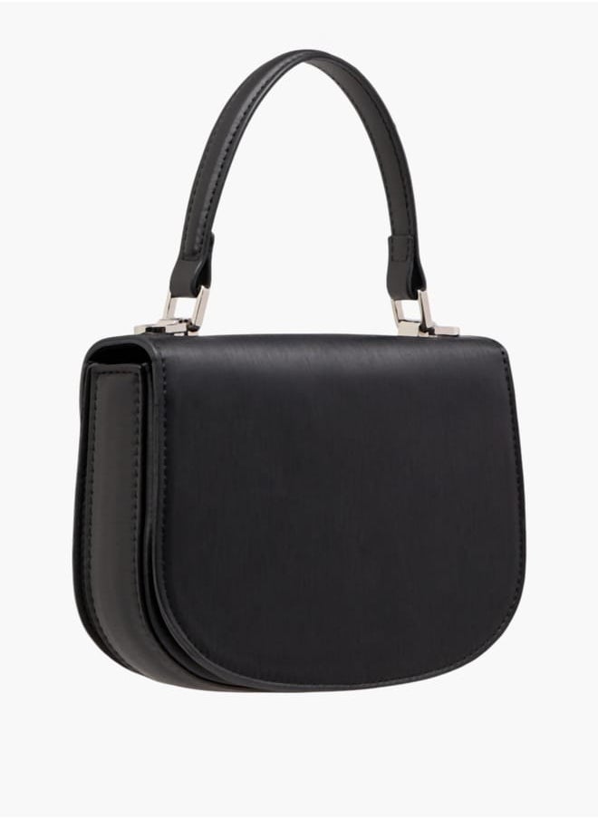 Women Textured Satchel Bag with Button Closure and Adjustable Strap Ramadan Collection