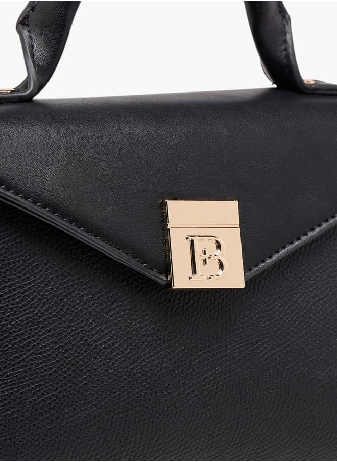 Women Floral Bella Textured Satchel Bag with Detachable Strap and Flap Closure