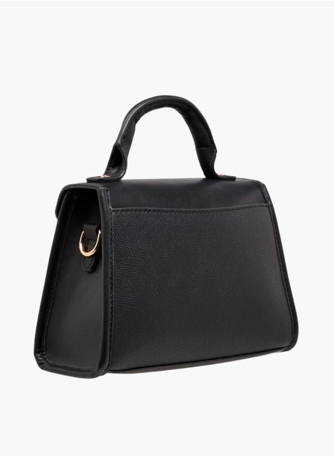 Women Floral Bella Textured Satchel Bag with Detachable Strap and Flap Closure