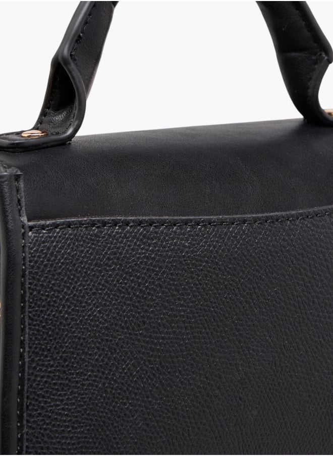 Women Floral Bella Textured Satchel Bag with Detachable Strap and Flap Closure