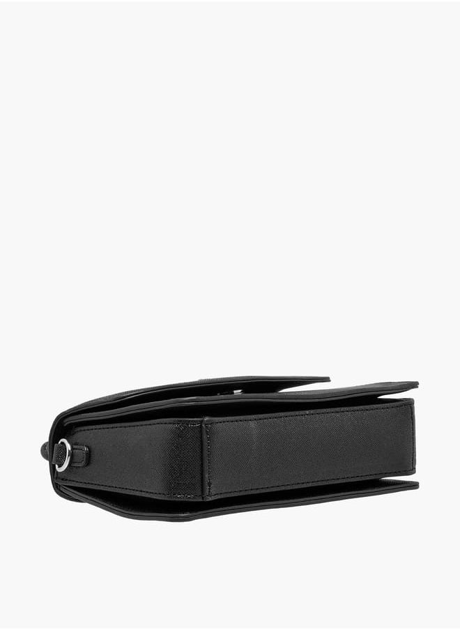 Women's Textured Satchel Bag with Handle and Chain Strap