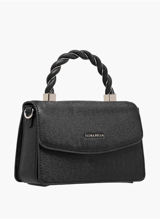 Women's Textured Satchel Bag with Handle and Chain Strap