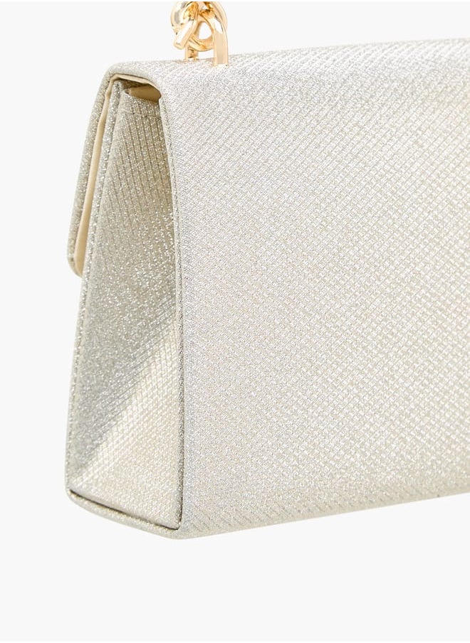 Women's Textured Satchel Bag with Handle and Chain Strap