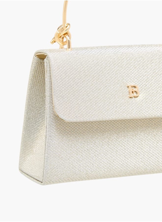 Women's Textured Satchel Bag with Handle and Chain Strap