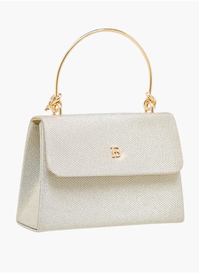 Women's Textured Satchel Bag with Handle and Chain Strap