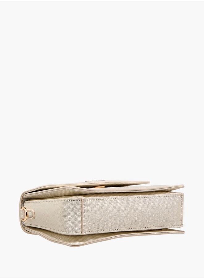 Women's Textured Satchel Bag with Handle and Chain Strap