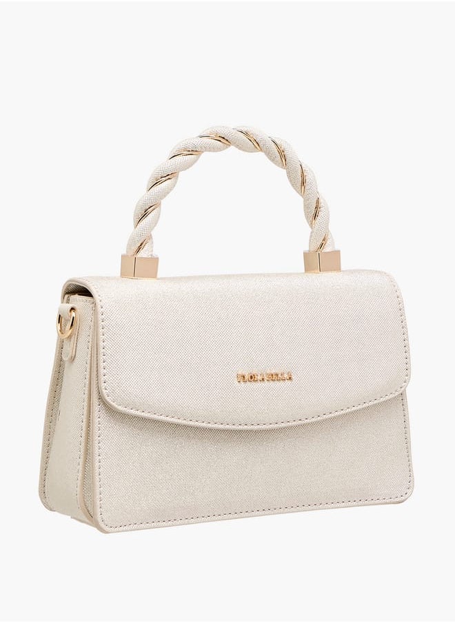 Women's Textured Satchel Bag with Handle and Chain Strap
