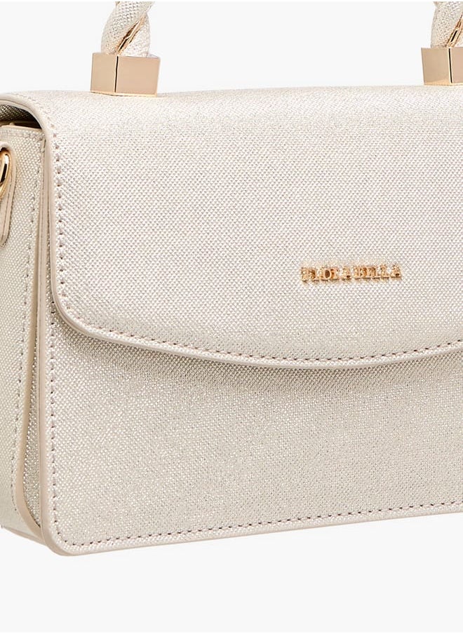 Women's Textured Satchel Bag with Handle and Chain Strap