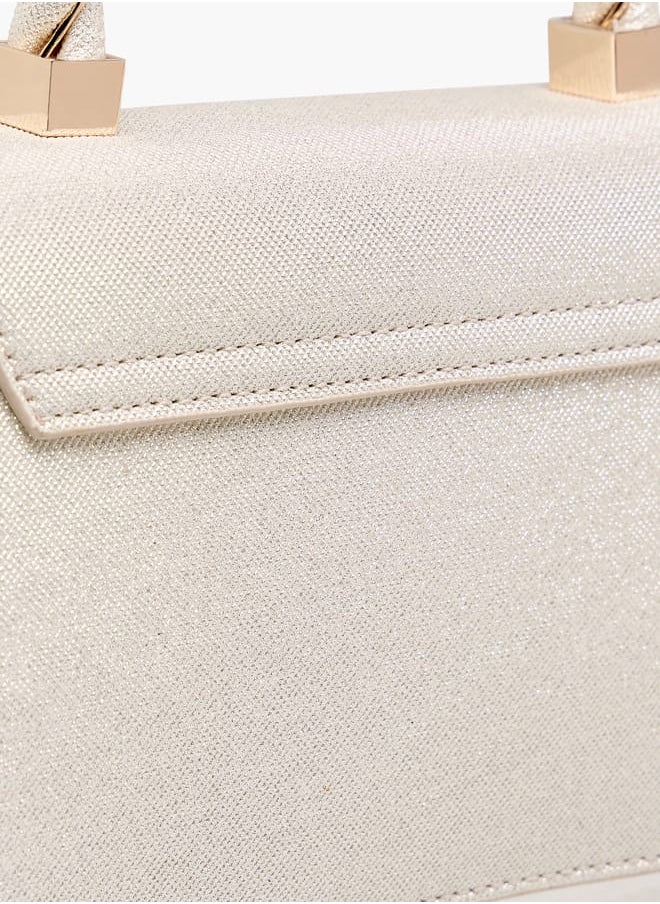 Women's Textured Satchel Bag with Handle and Chain Strap