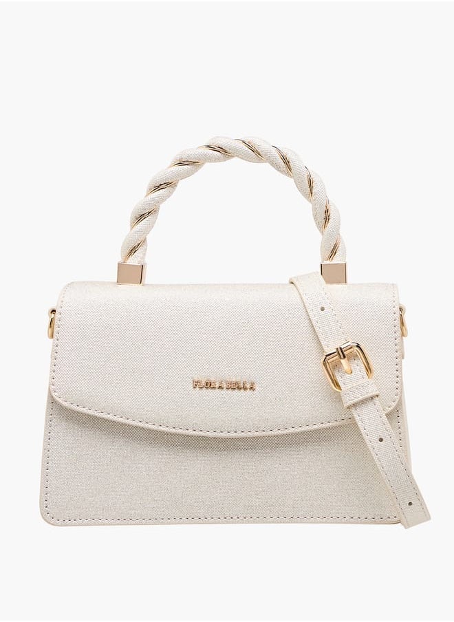 Women's Textured Satchel Bag with Handle and Chain Strap