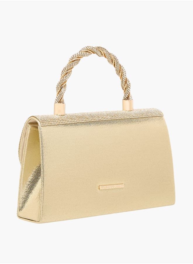 Women's Studded Satchel Bag with Handle and Chain Strap