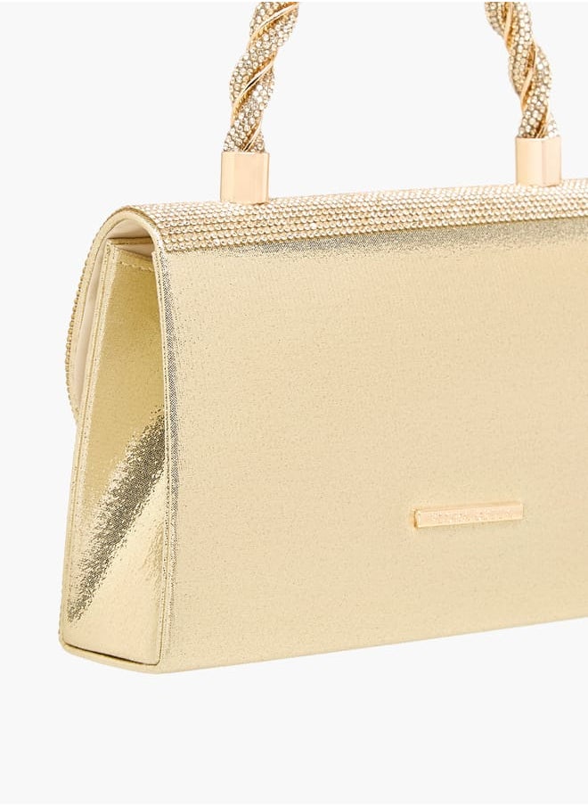 Women's Studded Satchel Bag with Handle and Chain Strap