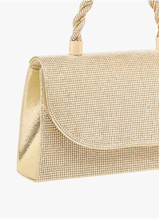 Women's Studded Satchel Bag with Handle and Chain Strap