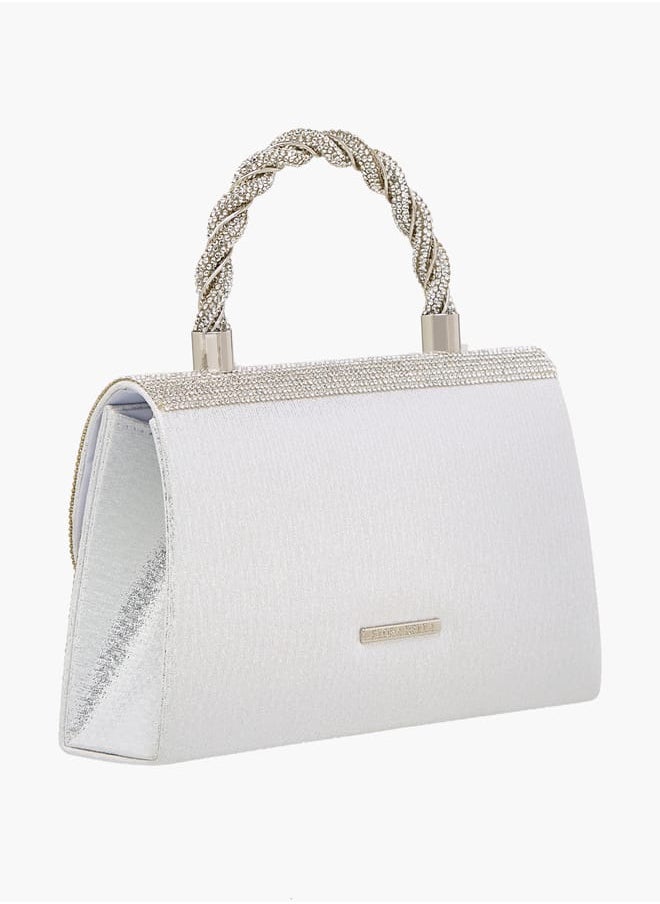 Women's Studded Satchel Bag with Handle and Chain Strap