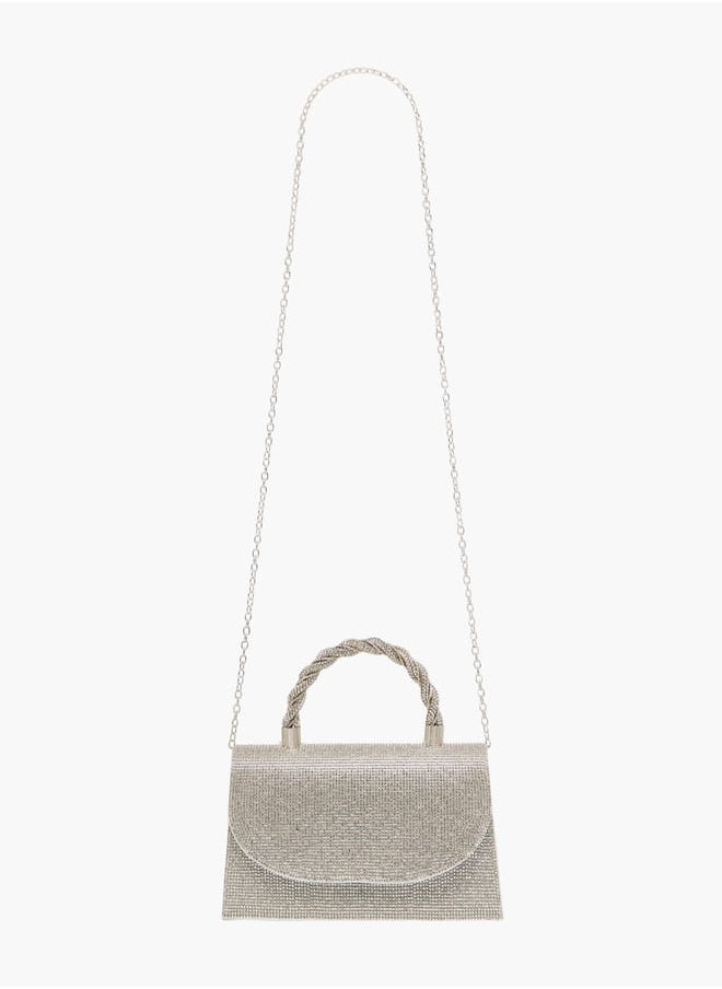 Women's Studded Satchel Bag with Handle and Chain Strap