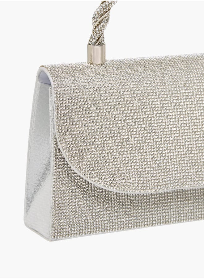 Women's Studded Satchel Bag with Handle and Chain Strap