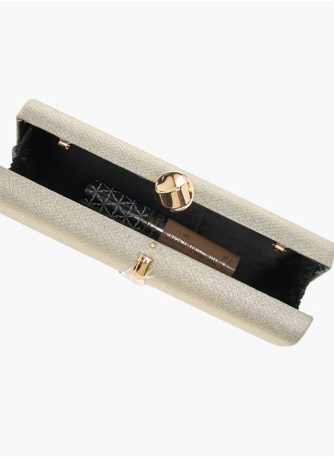 Women's Textured Clutch with Twist Lock Closure
