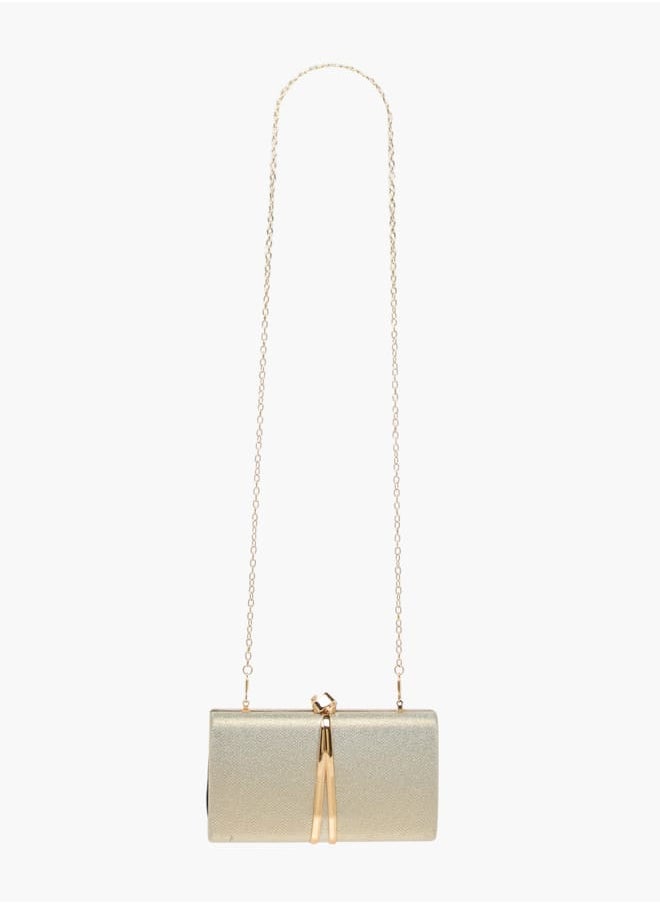 Women's Textured Clutch with Twist Lock Closure