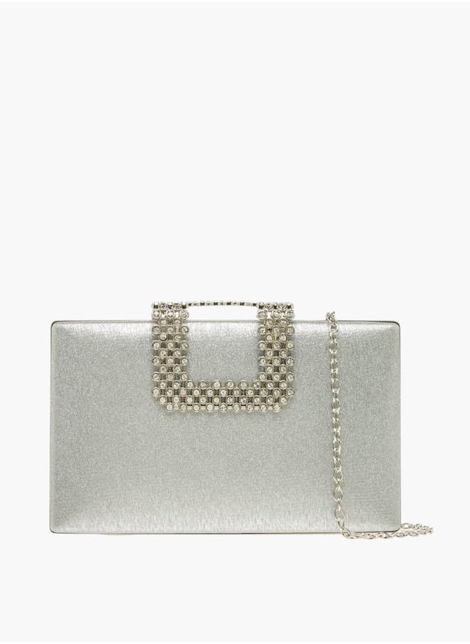 Women's Embellished Clutch with Chain Strap