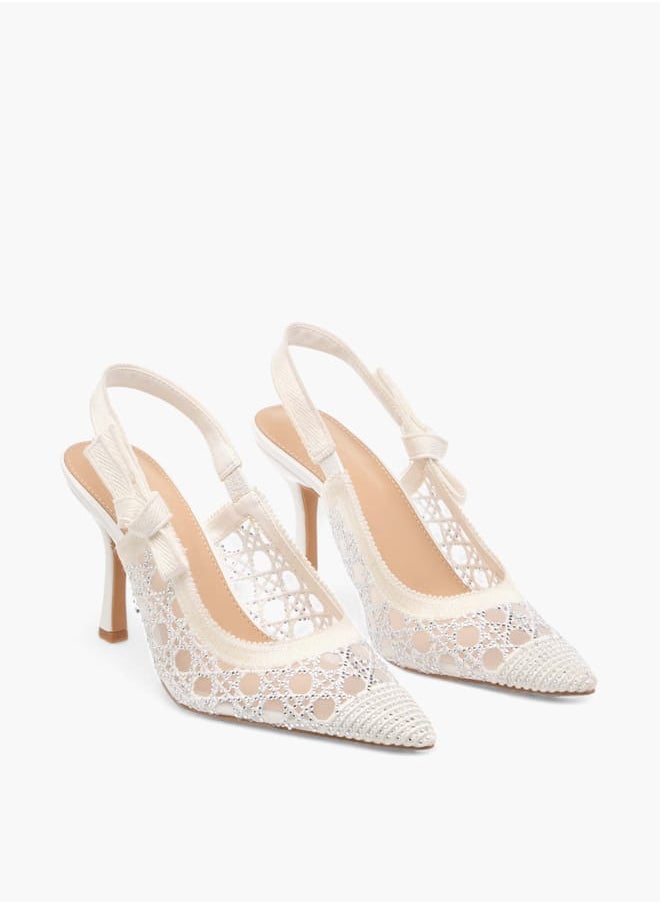 Women's Embellished Slingback Shoes with Stiletto Heels