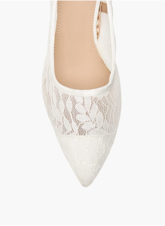 Women's Lace Textured Slip-On Pumps with Stiletto Heels