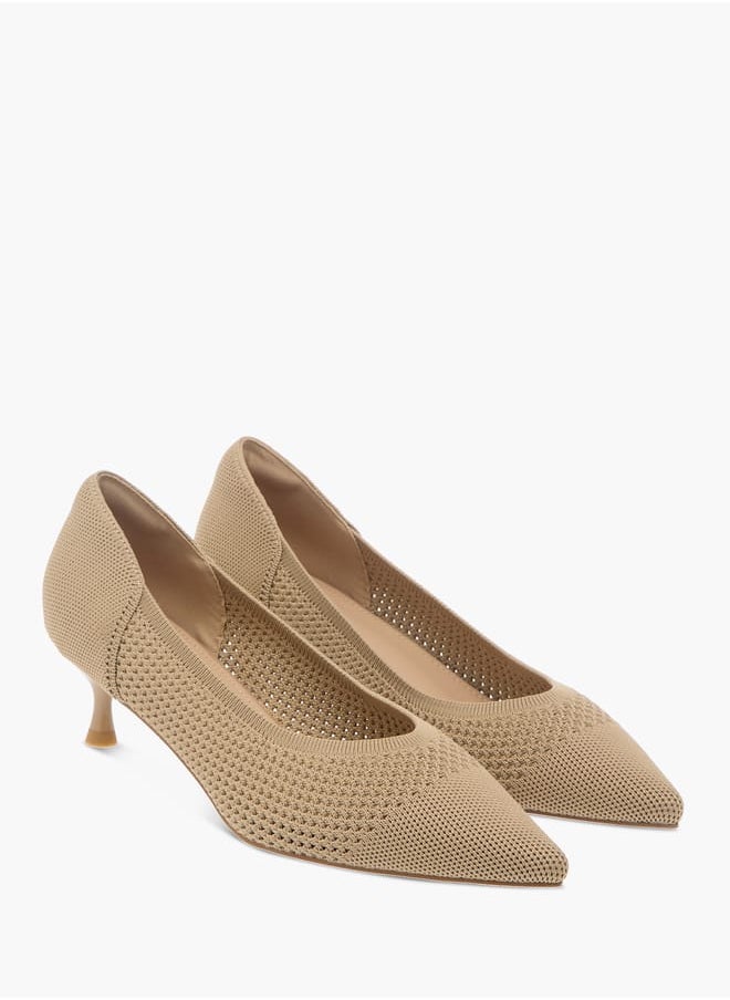 Women's Textured  Slip-On Pumps with Kitten Heels