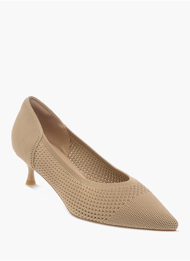 Women's Textured  Slip-On Pumps with Kitten Heels