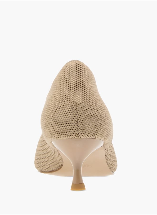 Women's Textured  Slip-On Pumps with Kitten Heels