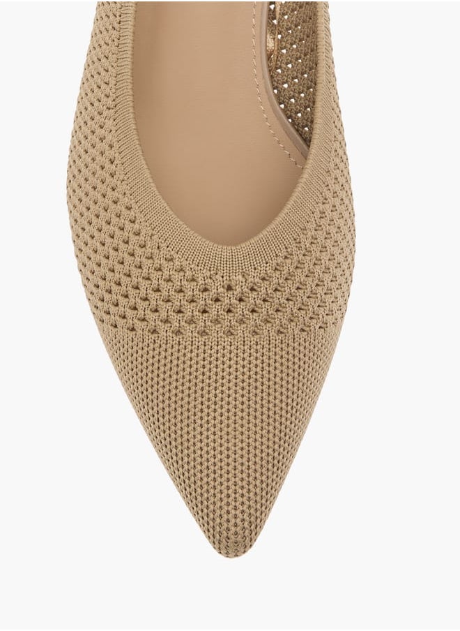 Women's Textured  Slip-On Pumps with Kitten Heels